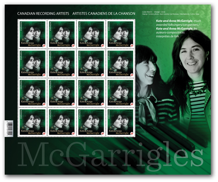 Panes of 16 stamps (Kate and Anna McGarrigle)