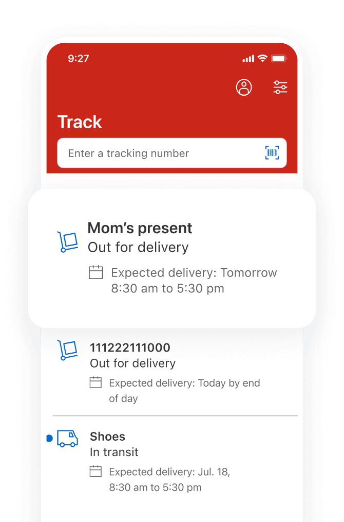 Image of a mobile phone with details about how to track packages with Canada Post and save the information on your device.